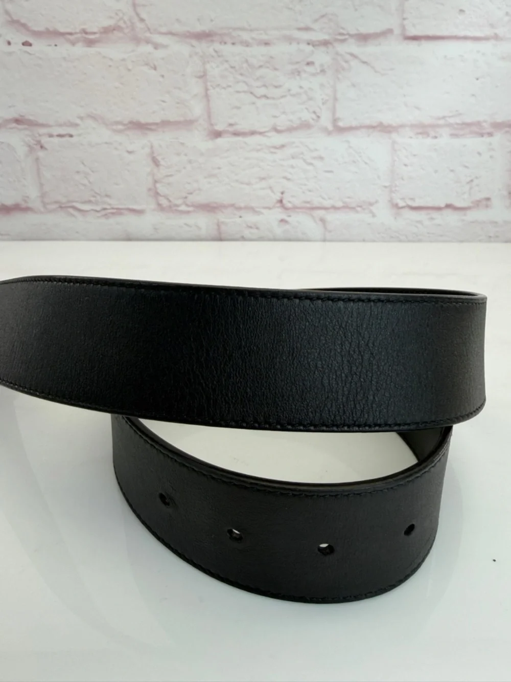 Gucci 2015 Re Edition Wide Leather Belt Gg Double Marmont Black 400593 75/30